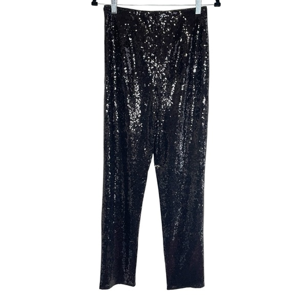 NWT OPEN EDIT Black Sequin High-Rise Pant with Zippered Ankle, Small - Picture 6 of 11